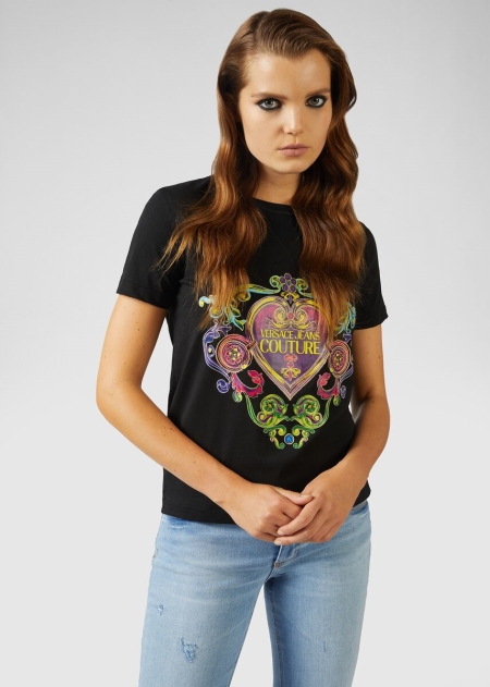 Versace Baroque Jewels Logo T-shirt Dam - 260973QFU